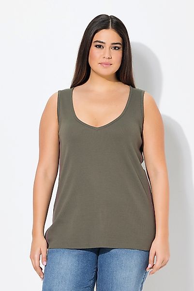 Ulla Popken T-Shirt Top Rippjersey Slim günstig online kaufen