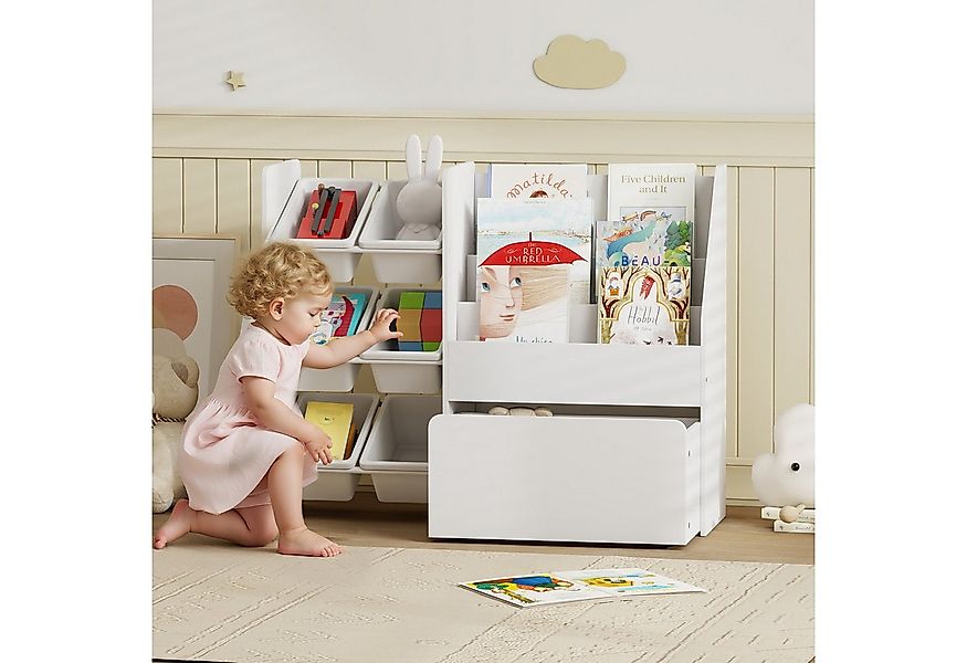 AIYAPLAY Spielzeugtruhe mit 6 herausnehmbaren Aufbewahrungsboxen, Bücherabl günstig online kaufen