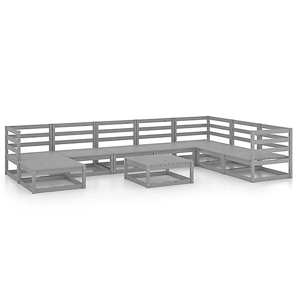 vidaXL 9-tlg Garten-Lounge-Set Grau Kiefer Massivholz Modell 13 günstig online kaufen