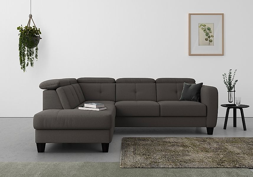 sit&more Ecksofa "Belluci L-Form" inklusive Federkern, wahlweise mit Bettfu günstig online kaufen