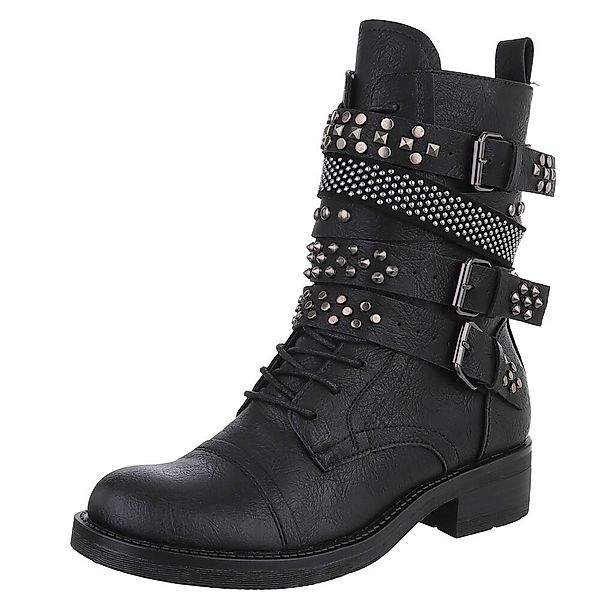 Ital-Design Bikerboots mit Nieten und Riemen günstig online kaufen