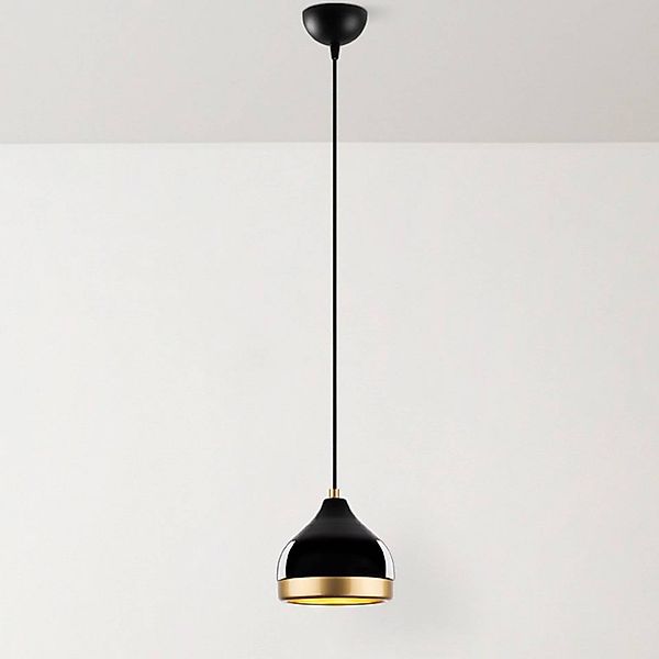 Hängeleuchte Yildo, 1-flammig, schwarz/gold, Metall, Ø 17cm günstig online kaufen