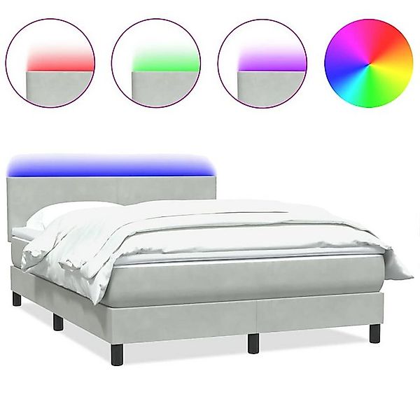 vidaXL Boxspringbett, Boxspringbett mit Matratze Hellgrau 140x210 cm Samt günstig online kaufen