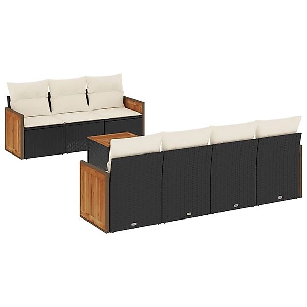 vidaXL 8-Tlg Garten-Sofagarnitur mit Kissen Schwarz Poly Rattan 3227484 günstig online kaufen
