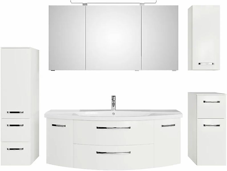Saphir Badmöbel-Set "Serie 4010 5-teilig Keramik-Waschtisch mit LED-Spiegel günstig online kaufen