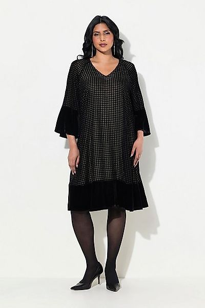 Ulla Popken Cocktailkleid Samtkleid A-Linie Ausbrennermuster günstig online kaufen