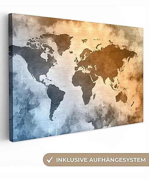 OneMillionCanvasses® Leinwandbild Weltkarte - Farben - Abstrakt, Fotodruck günstig online kaufen