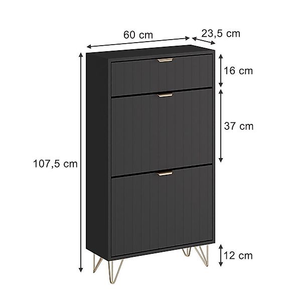 Vicco Schuhschrank Helge, Schwarz, 60 x günstig online kaufen