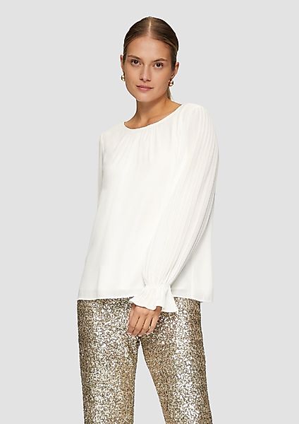 s.Oliver Langarmbluse Bluse Viskosebluse mit Plisseeärmeln günstig online kaufen