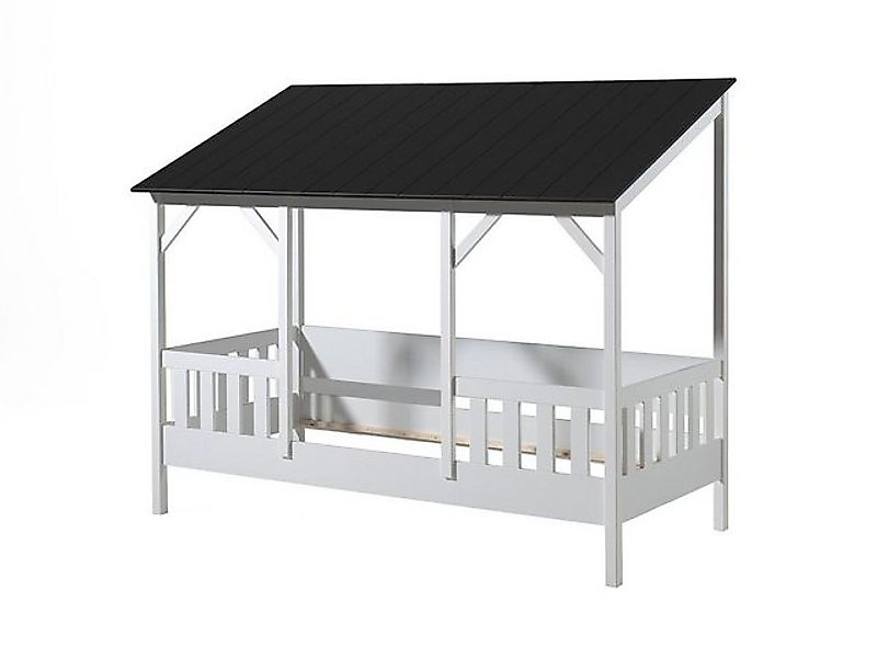 Natur24 Kinderbett Bett 214,2 x 174 x 105,3 cm MDF Massivholz Weiß Schwarz günstig online kaufen