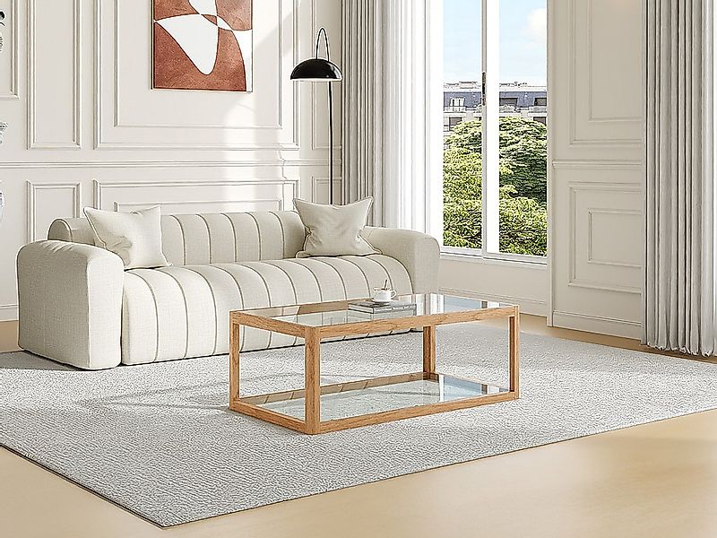 Couchtisch aus Sicherheitsglas und Eiche – Transparent & Natur – ZUNARIL günstig online kaufen