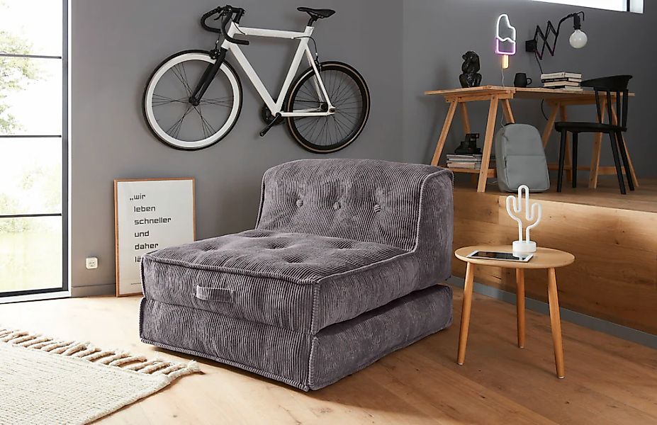 INOSIGN Sessel "Pia" Loungesessel aus Cord, in 2 Größen, Pouf-Funktion. günstig online kaufen