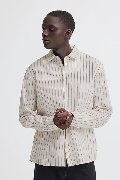 Blend Leinenhemd "BHAban Linen Mix Striped" Gestreiftes Hemd mit 2-Knopf-Ma günstig online kaufen