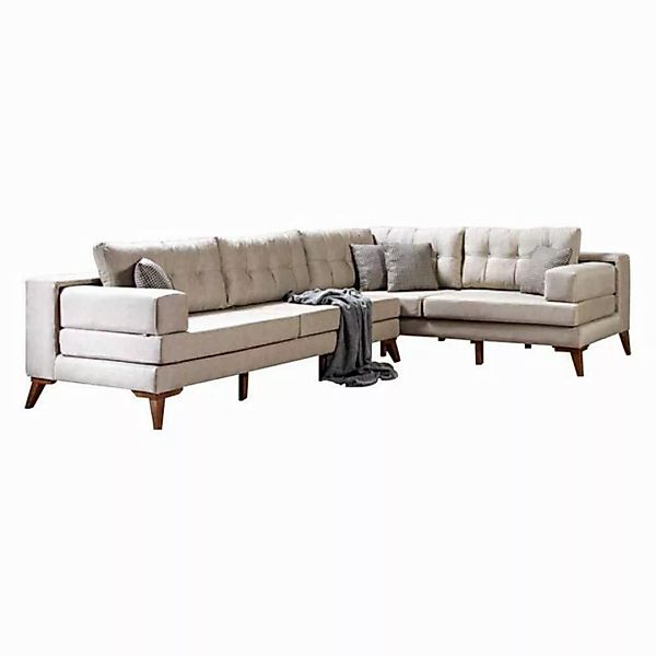 JVmoebel Ecksofa Beige Wohnzimmer Garnitur Designer Ecksofa Luxuriöser Sess günstig online kaufen