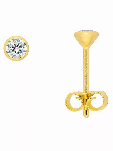 Adelia´s Paar Ohrhänger "585 Gold Ohrringe Ohrstecker mit Zirkonia Ø 3,5 mm günstig online kaufen