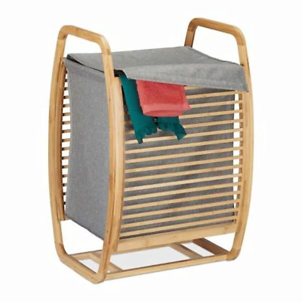 relaxdays Bambus Wäschekorb mit Deckel grau günstig online kaufen