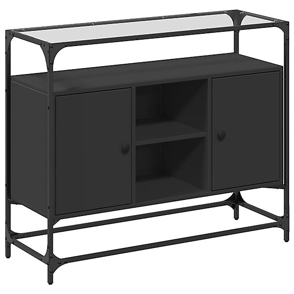 vidaXL Sideboard mit Glasplatte Schwarz 98x35x81 cm Holzwerkstoff 846069 günstig online kaufen
