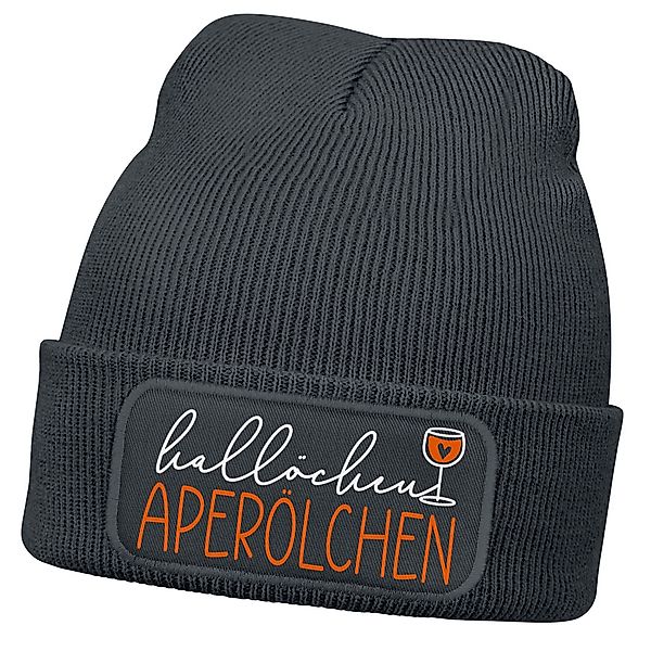 MoonWorks Strickmütze Damen Beanie mit Patch Hallöchen Aperölchen Strickmüt günstig online kaufen