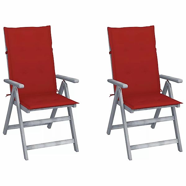 Verstellbare Gartenstühle 2 Stk. Mit Auflagen Massivholz Akazie günstig online kaufen