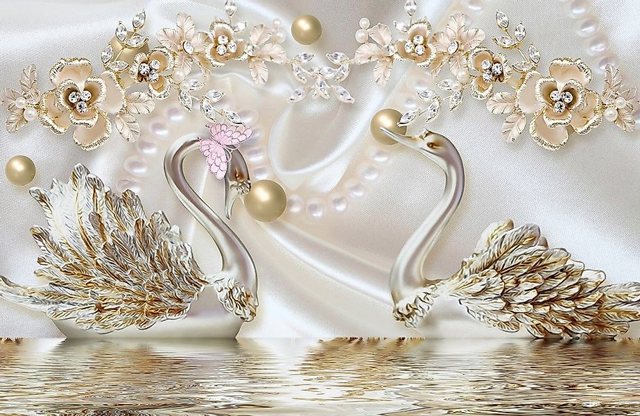 Papermoon Fototapete Muster mit Schwänen günstig online kaufen