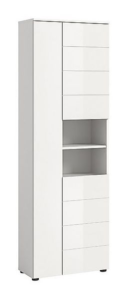 freiraum Hochschrank Vira 3 Türen, weiß / weiß hochglanz - 60x190x34cm (BxH günstig online kaufen