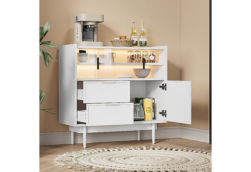 Flieks Sideboard mit 2 Schubladen und 2 Glasschiebetüren (1 St., B80/T35/H8 günstig online kaufen