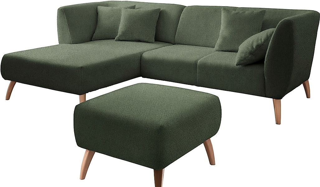 INOSIGN Ecksofa »Colori L-Form«, Holzfußfarbe wählbar, inkl. 4x Zierkissen günstig online kaufen