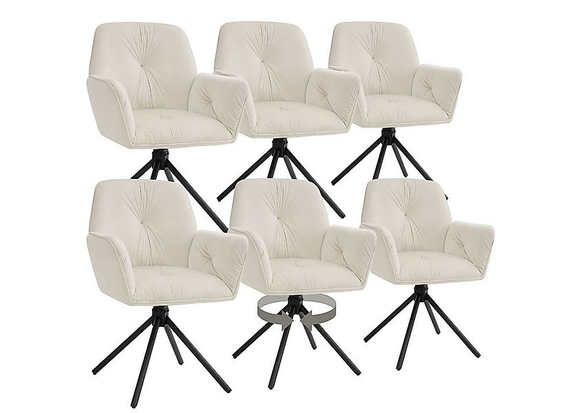 tectake Esszimmerstuhl Drehbarer Armlehnstuhl Daya, in Samtoptik, gepolster günstig online kaufen