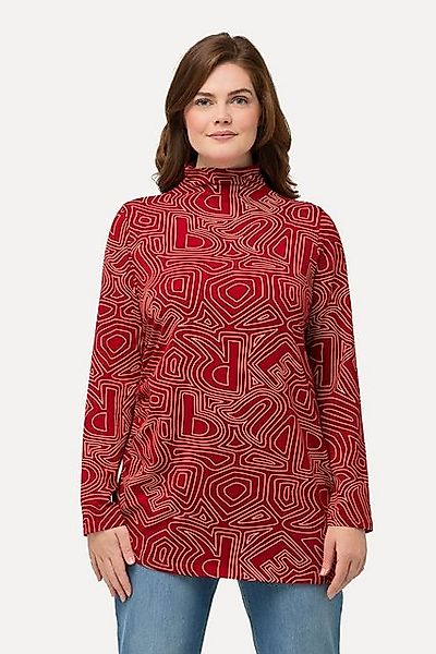 Ulla Popken Longsleeve Shirt Saumband Stehkragen Langarm Biobaumwolle günstig online kaufen