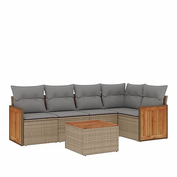 vidaXL 6-tlg Garten-Sofagarnitur mit Kissen Beige Poly Rattan Modell 172 günstig online kaufen