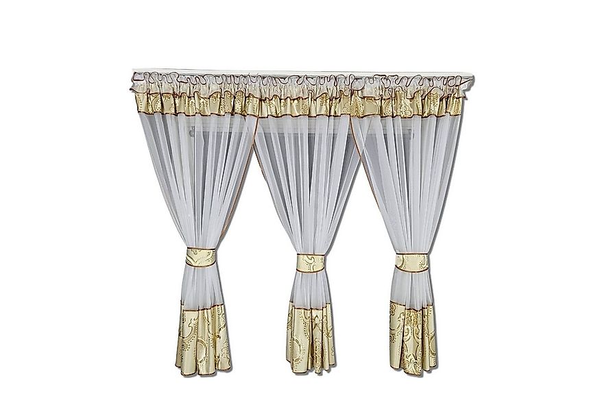 Gardinen by Justyna Vorhang 3er Gardine aus Voile Gold, Kräuselband, Lichts günstig online kaufen