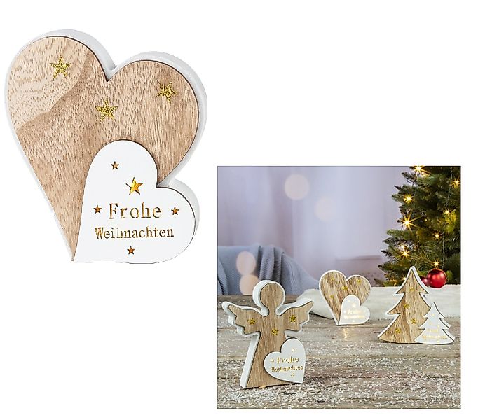 HI LED-Dekofigur Weihnachts Deko Figur Aufsteller aus Holz mit Licht 14cm M günstig online kaufen