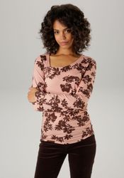 Aniston CASUAL Langarmshirt mit asymmetrischem Rundhals-Ausschnitt günstig online kaufen