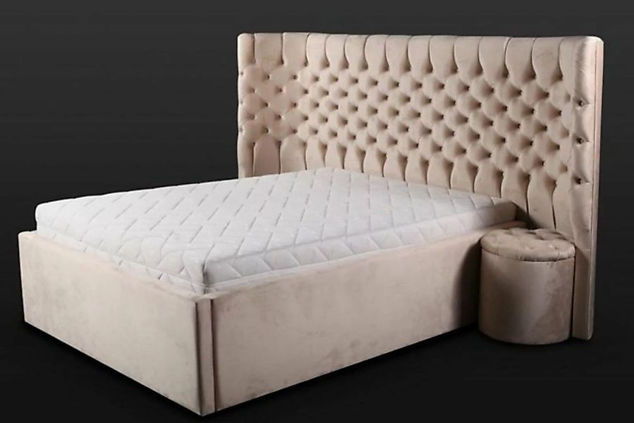 JVmoebel Bett Beiges Chesterfield Doppelbett Moderne Schlafzimmer Möbel Bet günstig online kaufen