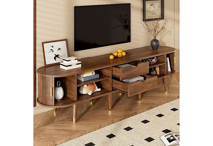 STILVORA Lowboard TV-Schrank mit Rattan-Schiebetür,Landhausstil Fernsehtisc günstig online kaufen