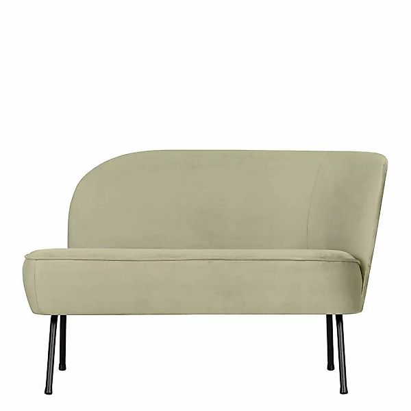 2sitzer Sofa Samt Retro in Graugrün und Schwarz Vierfußgestell aus Metall günstig online kaufen