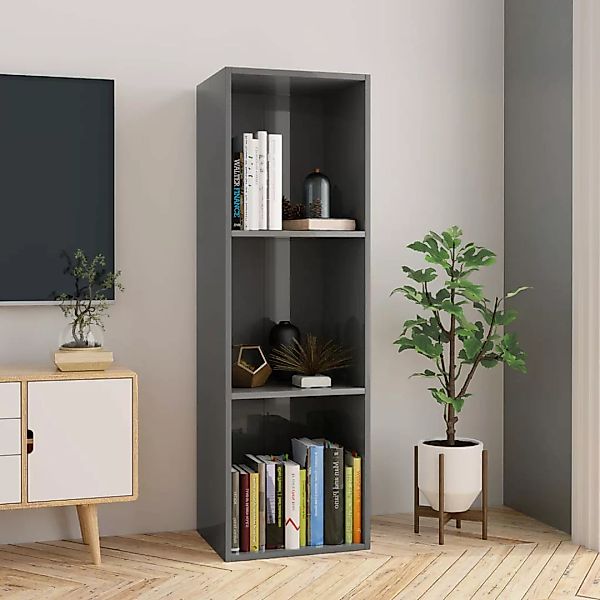 Bücherregal/tv-schrank Hochglanz-grau 36x30x114 Cm Spanplatte günstig online kaufen