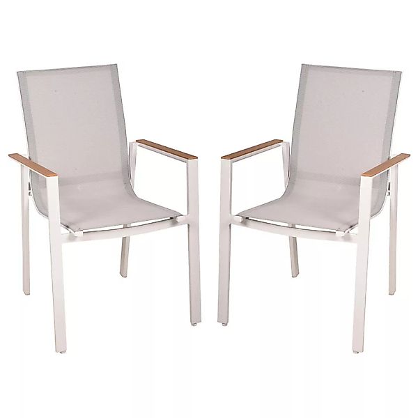 Gartenstuhl 2er Set stapelbar weiß, MAINAU-120 günstig online kaufen
