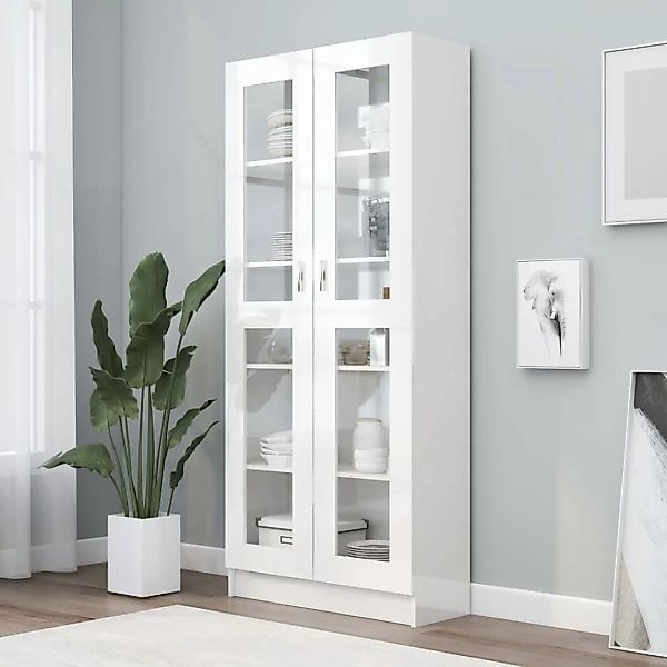 Vitrinenschrank Hochglanz-weiß 82,5x30,5x185,5 Cm Spanplatte günstig online kaufen