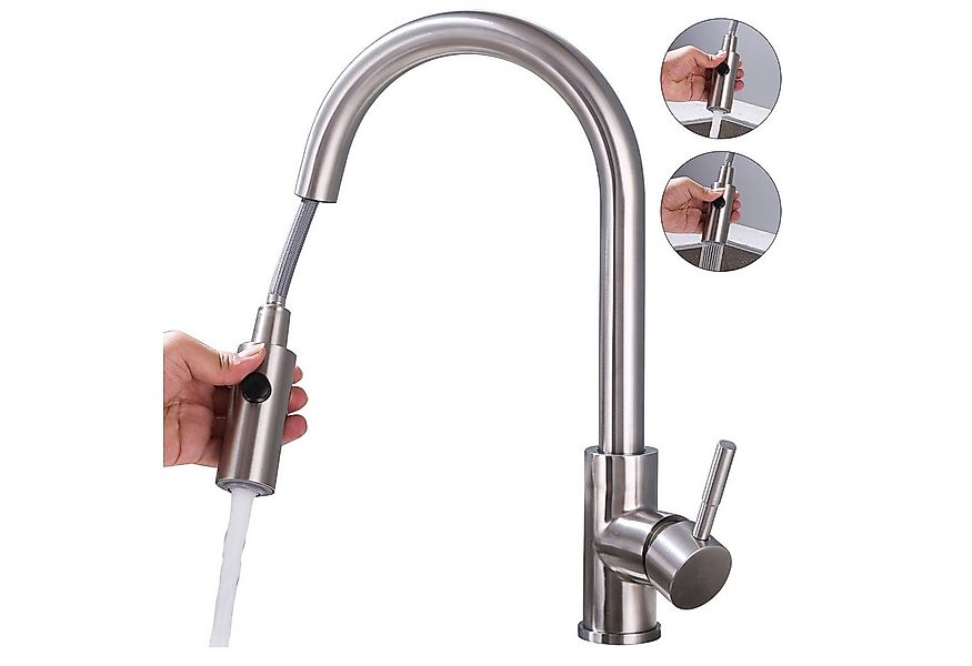 HOMELODY Spültischarmatur Küchenarmatur mit 2 Strahlarten Wasserhahn Küche günstig online kaufen