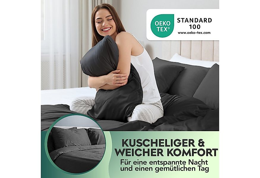 Slummer Bettwäsche Baumwolle in Gr. 135x200 oder 155x220 cm anthrazit grau günstig online kaufen