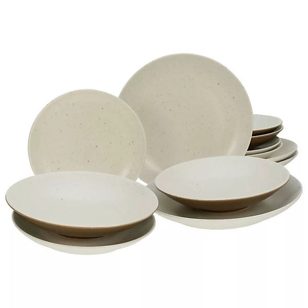 CreaTable Tafelservice SAND DUNES terracotta creme Keramik 12 tlg. günstig online kaufen