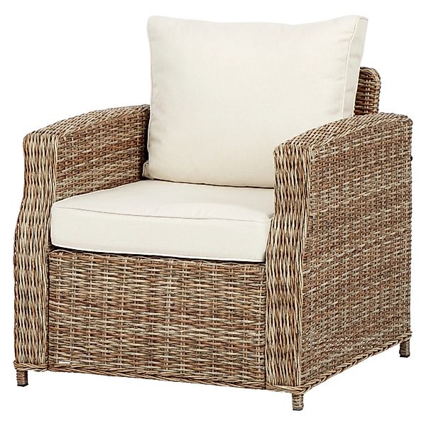 ebuy24 Gram Gartensessel Modell 1 mit Sitzkissen Natur und Offwhite günstig online kaufen