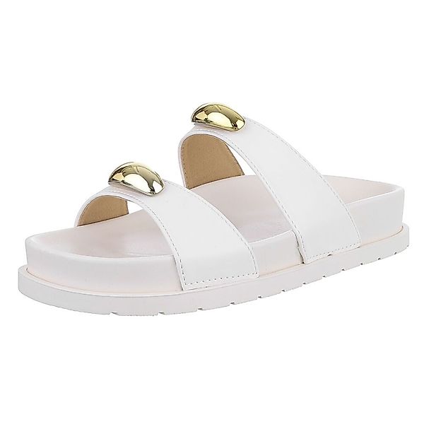 Ital-Design Bequeme Damen-Sandalen mit goldenen Details günstig online kaufen