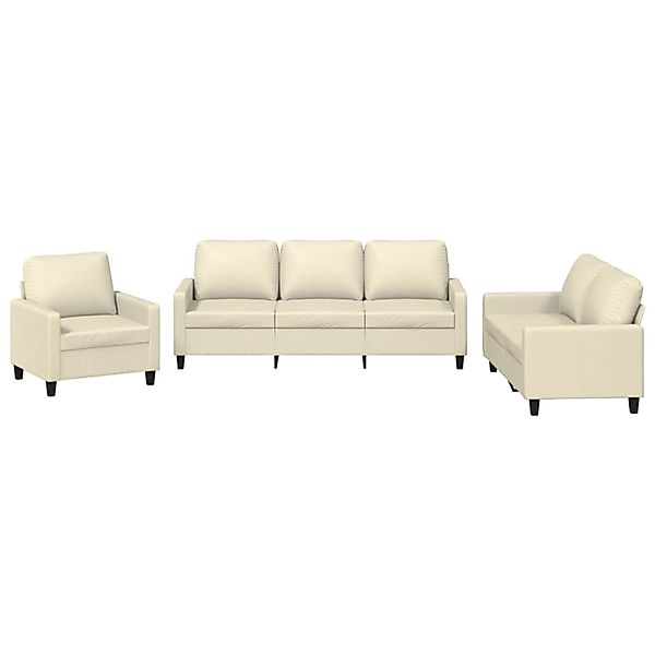 vidaXL 3-Tlg Sofagarnitur mit Kissen Creme Kunstleder 3201399 günstig online kaufen