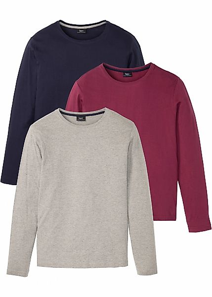 bonprix Langarmshirt "Langarmshirt (3er Pack)" Packung, 3, 3 Stk. Langarmsh günstig online kaufen