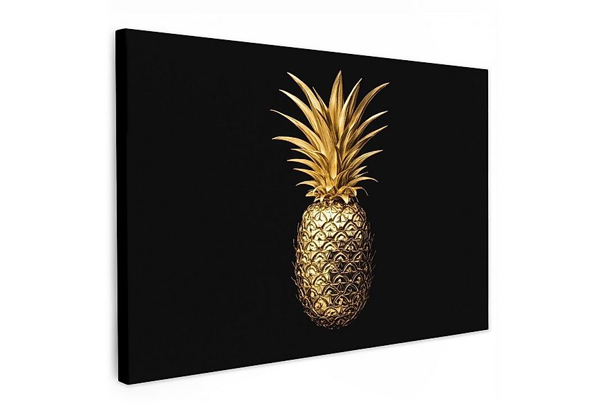 OneMillionCanvasses® Leinwandbild Ananas - Schwarz - Gold - Luxus, Fotodruc günstig online kaufen