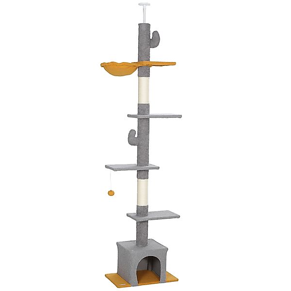 PawHut Kratzbaum vom Boden bis zur Decke, Höhe 275 cm, Katzenspielplatz, 6 günstig online kaufen