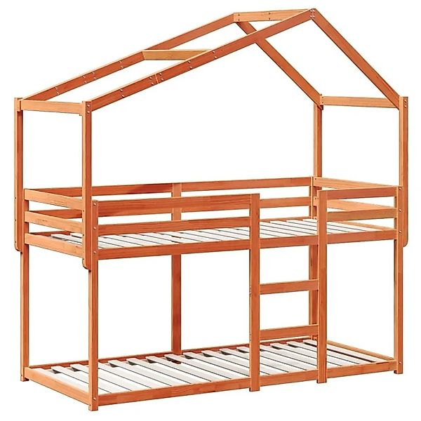 vidaXL Etagenbett mit Dach Wachsbraun 75x190 cm Massivholz Kiefer 3282051 günstig online kaufen