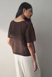 Next Kurzarmpullover T-Shirt mit gehäkeltem Ausschnitt günstig online kaufen